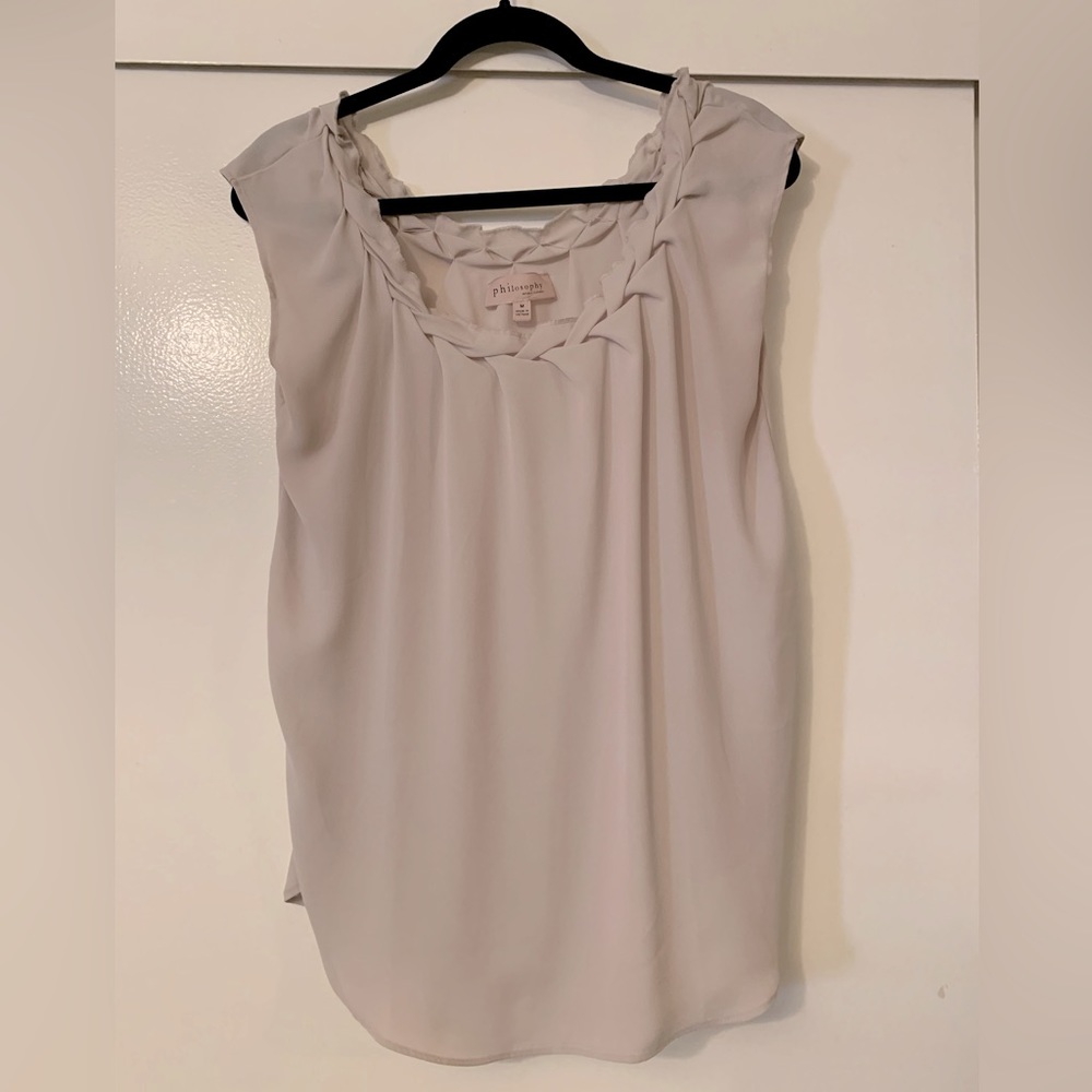 Cap sleeve neutral grey blouse